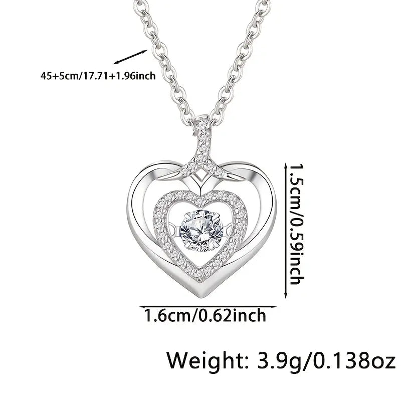 Sterling Silver Blue CZ Heart Pendant & Chain