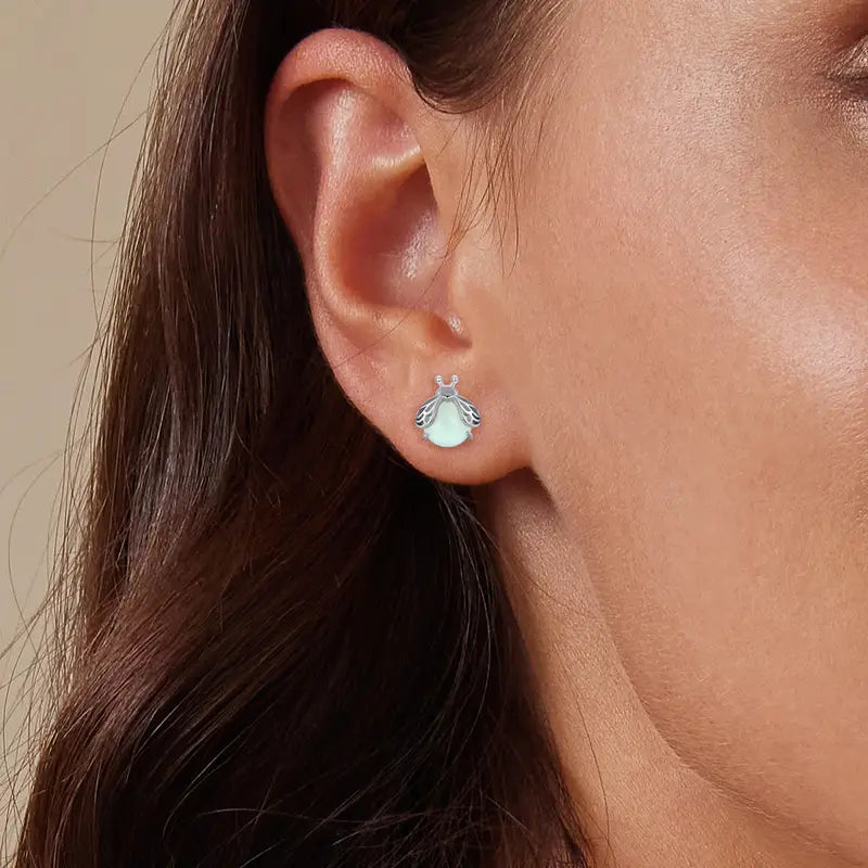 Sterling Silver Luminous Firefly Stud Earrings