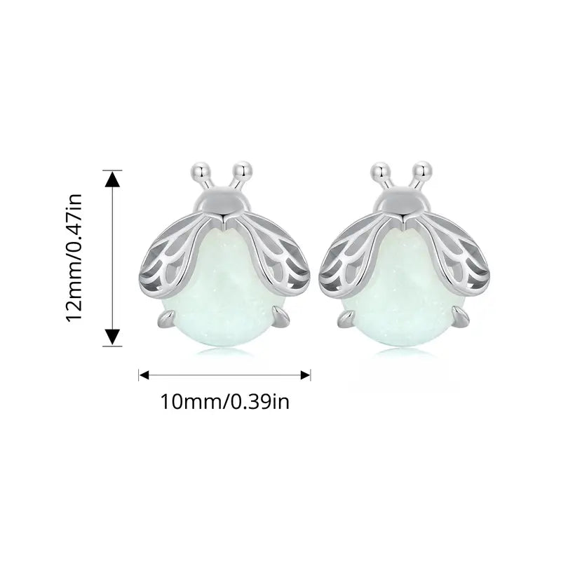 Sterling Silver Luminous Firefly Stud Earrings