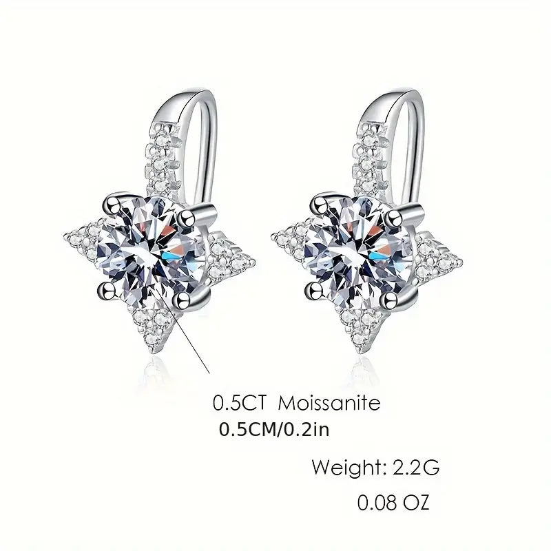 Sterling Silver 1ct White Moissanite Hook Earrings