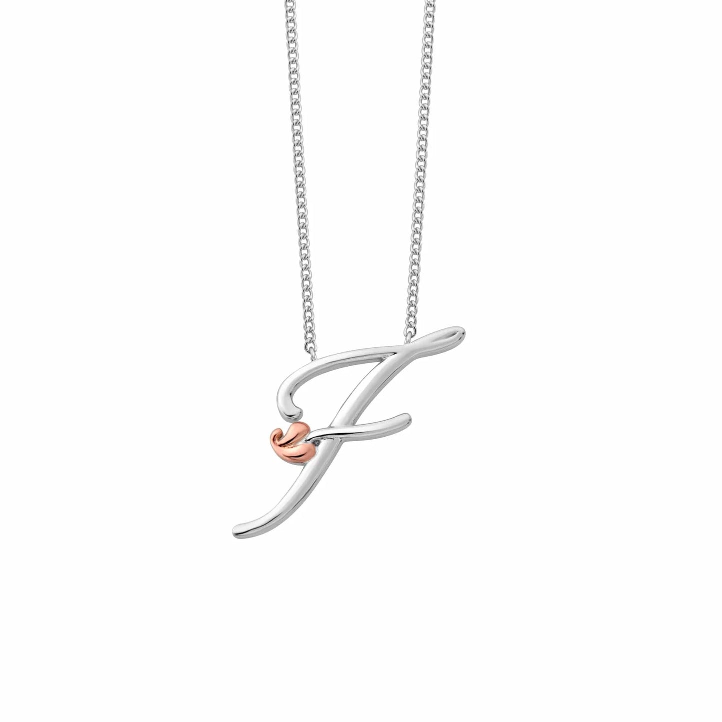 Clogau Sterling Silver & 9ct Rose Gold Tree of Life Letter F Necklace RRP £179.00