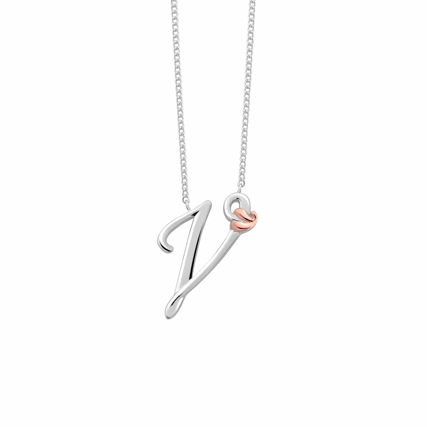 Clogau Sterling Silver & 9ct Rose Gold Tree of Life Letter V Necklace RRP £179.00