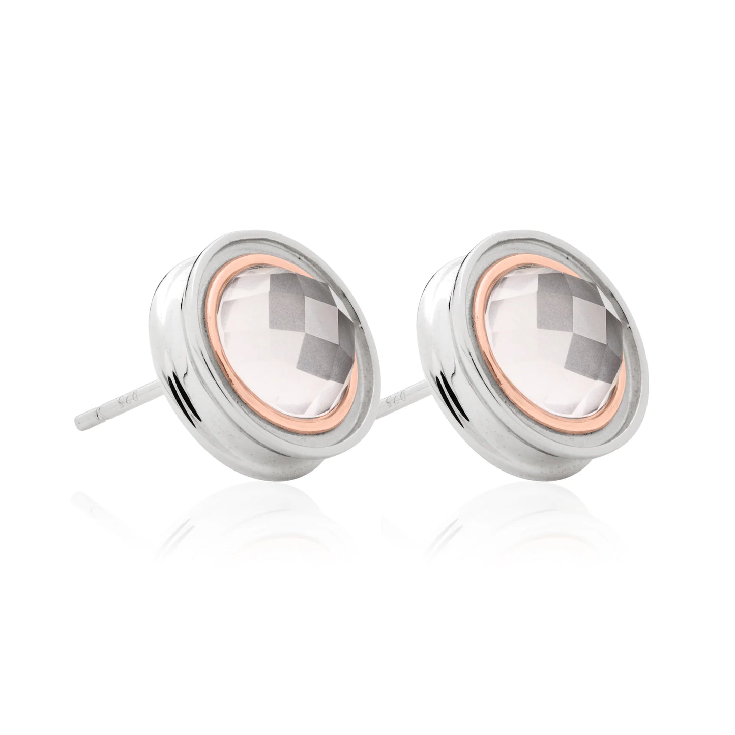 Clogau Sterling Silver & 9ct Rose Gold Ripples Quartz Stud Earrings