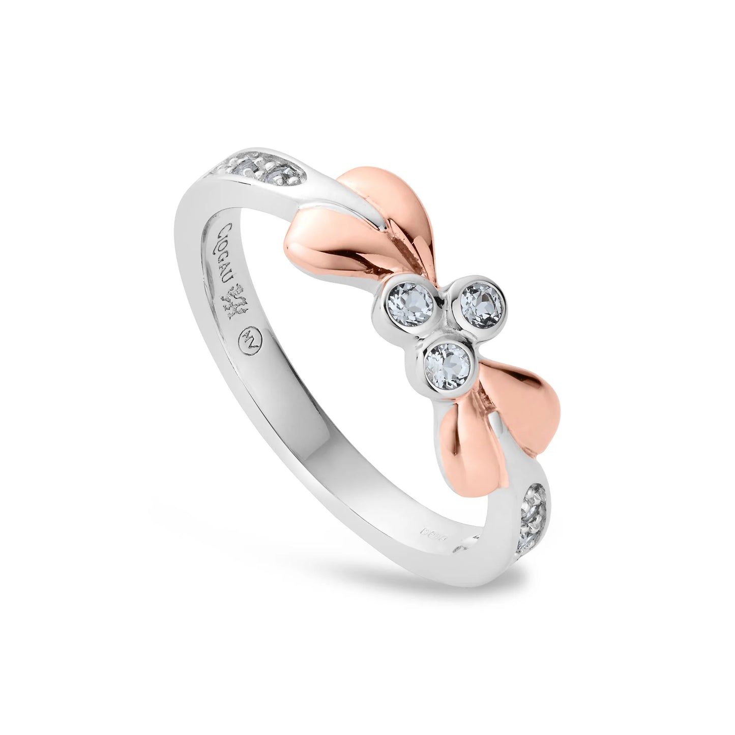 Clogau Sterling Silver & 9ct Rose Gold Tree of Life Vine Topaz Ring size K 1/2 or O