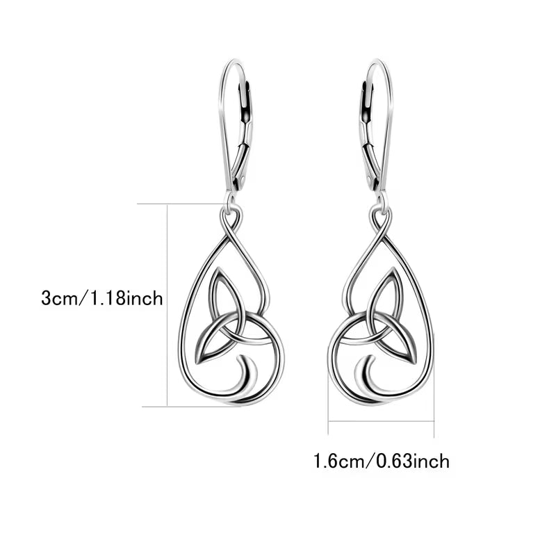 Sterling Silver Celtic Knot Teardrop Drop Earrings