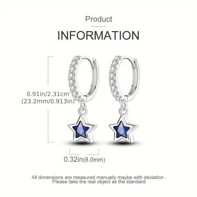 Sterling Silver Cubic Zirconia Star Drop Earrings