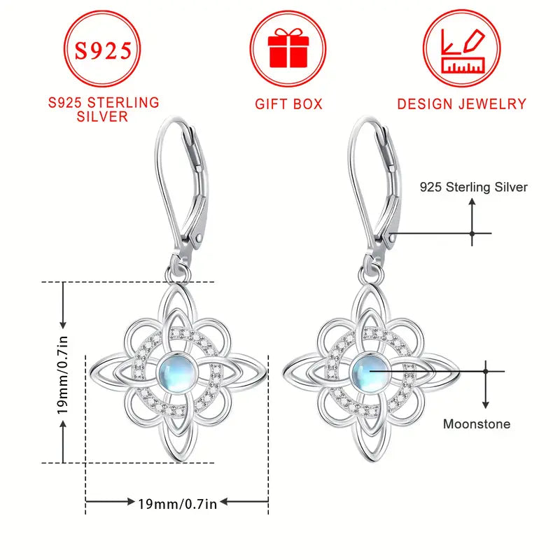 Sterling Silver Celtic Knot Moonstone Drop Earrings