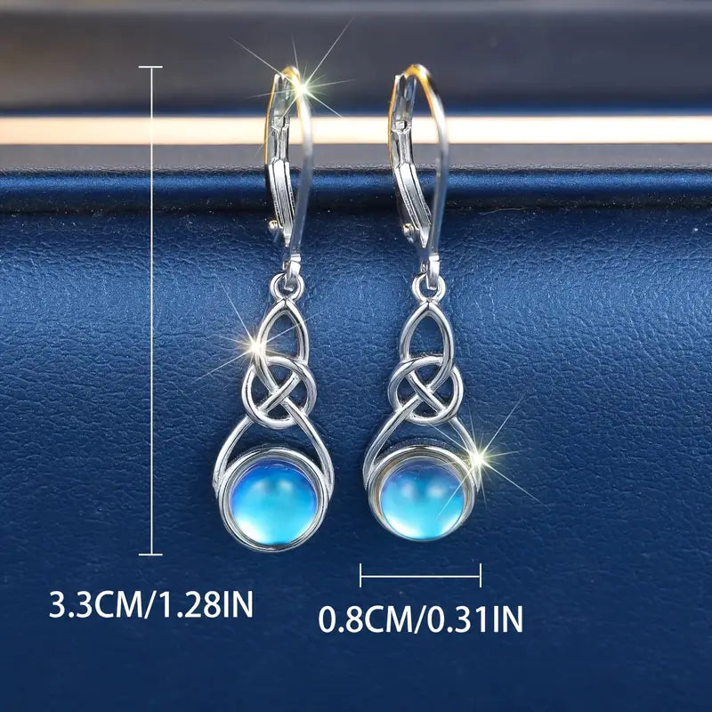 Sterling Silver Celtic Twist Moonstone Drop Earrings