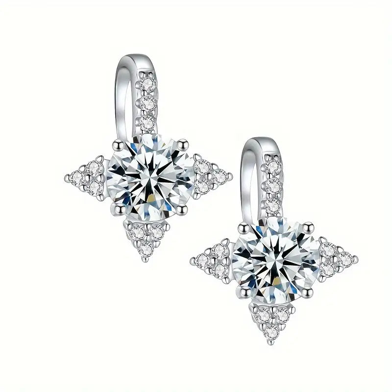 Sterling Silver 1ct White Moissanite Hook Earrings
