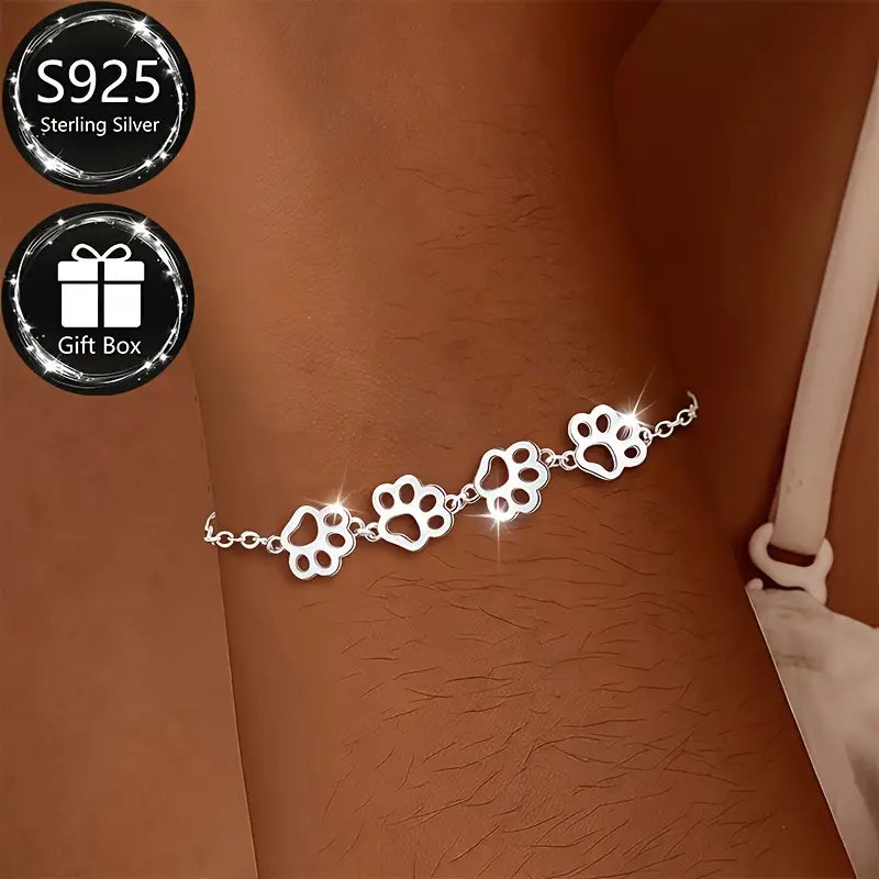 Sterling Silver Paw Prints Bracelet