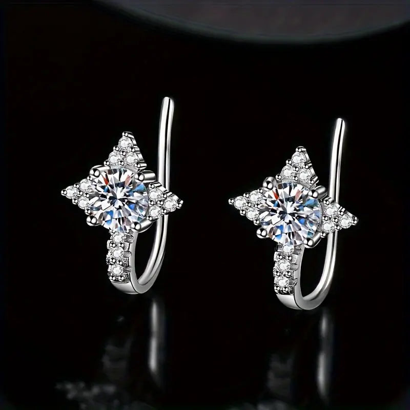 Sterling Silver 1ct White Moissanite Hook Earrings