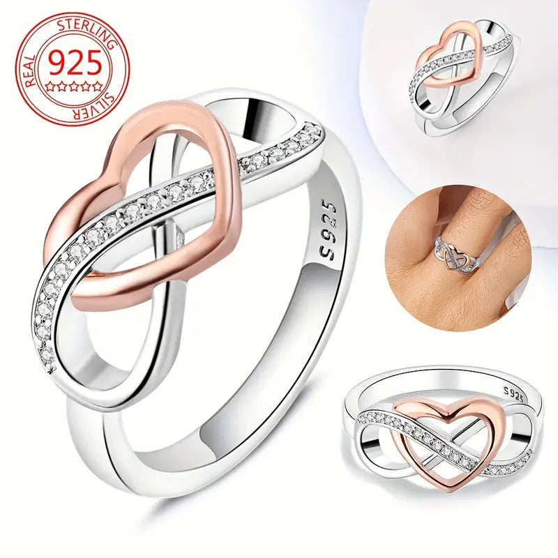 Sterling Silver Two Tone Eternity Affinity C/Z Ring size L 1/2, N, P 1/2, R, R 1/2 or S