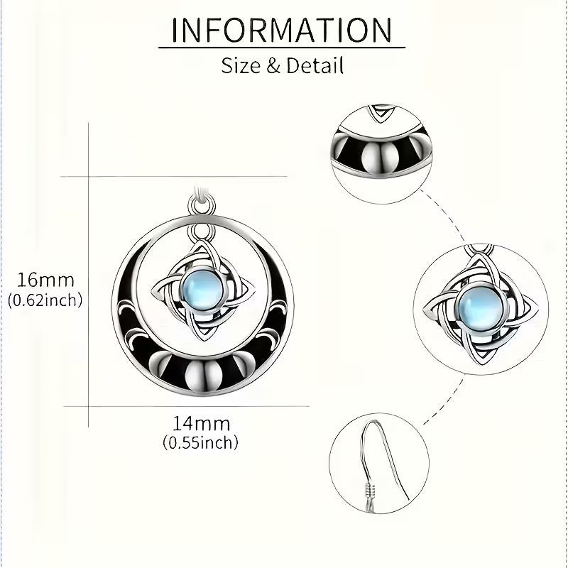 Sterling Silver Witches Knot Moonstone Drop Earrings