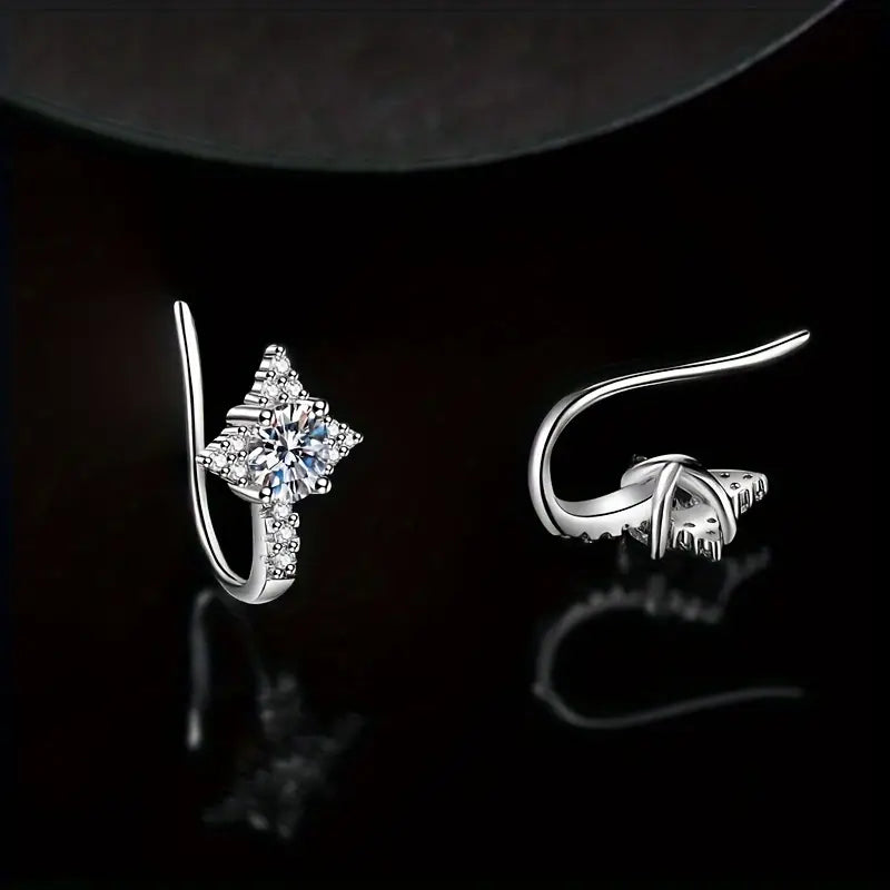 Sterling Silver 1ct White Moissanite Hook Earrings