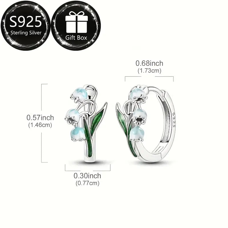 Sterling Silver Bell Flower Hoop Earrings