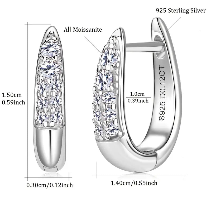 Sterling Silver Yellow Gold Plated 0.12ct White Moissanite Huggie Hoop Earrings