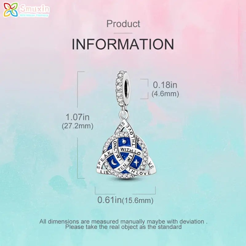 Sterling Silver Celtic Knot Celestial Cubic Zirconia Bead Charm