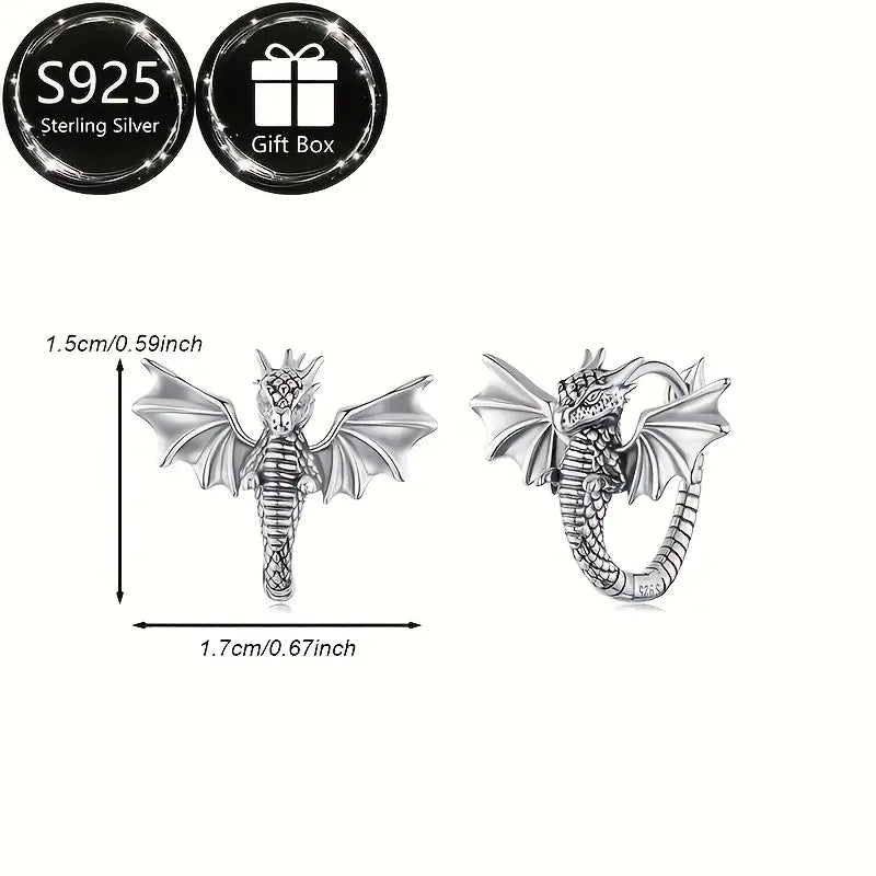 Sterling Silver Dragon Hoop Earrings