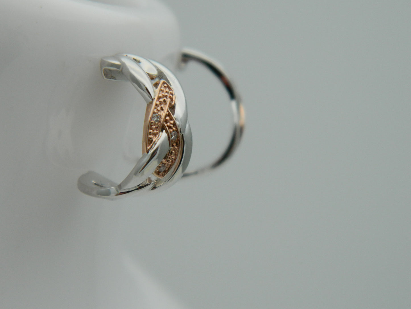 Clogau Sterling Silver & 9ct Rose Gold Eternal Love Diamond Half Hoop Earrings