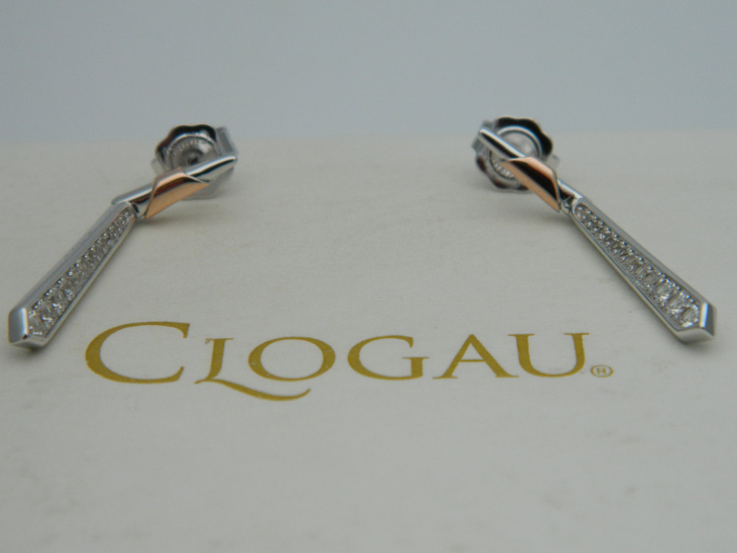 Clogau Sterling Silver & 9ct Rose Gold Showstopper White Topaz Drop Earrings