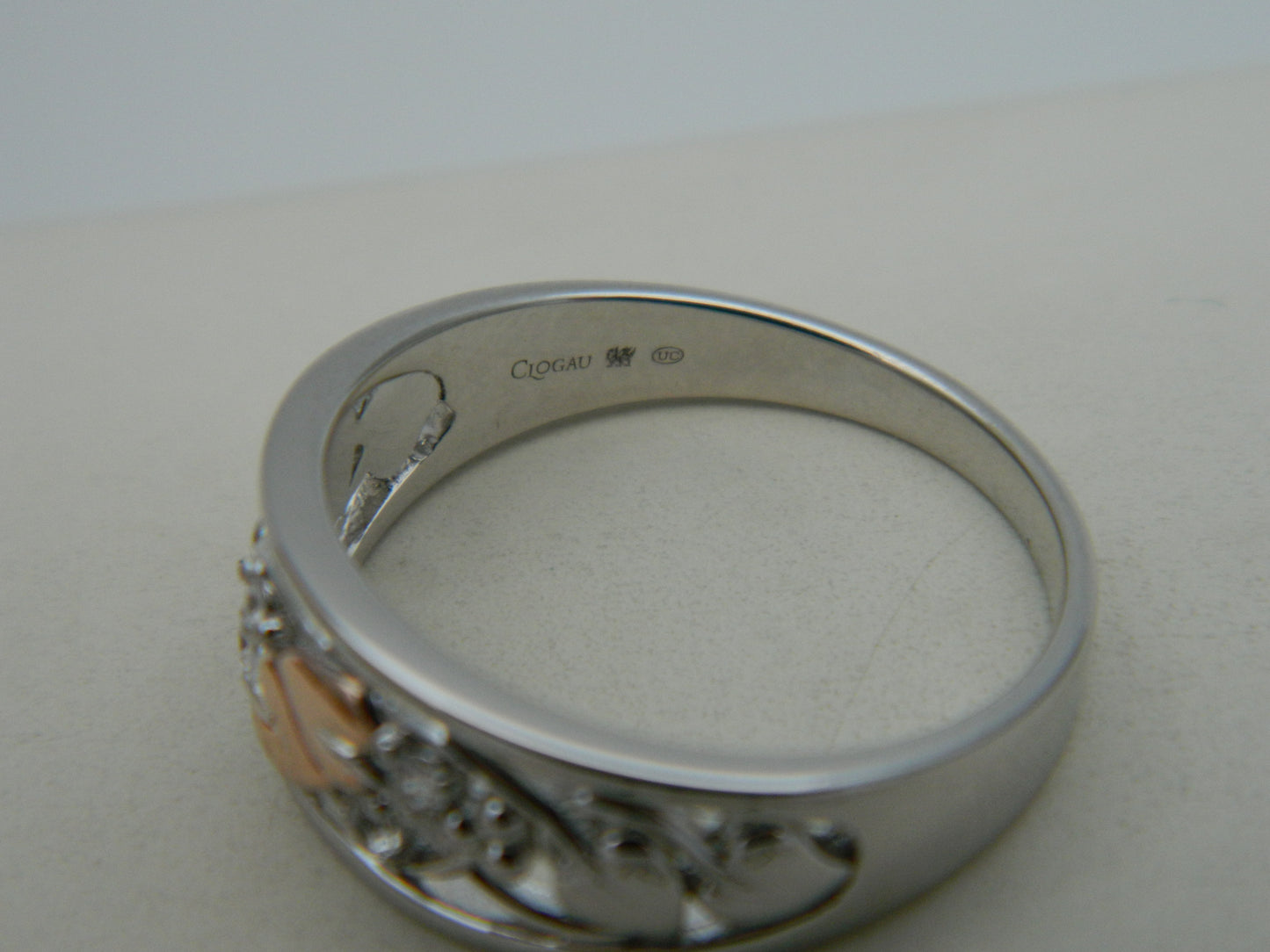 Clogau Sterling Silver & 9ct Rose Gold Tree of Life White Topaz Ring size M, O or P