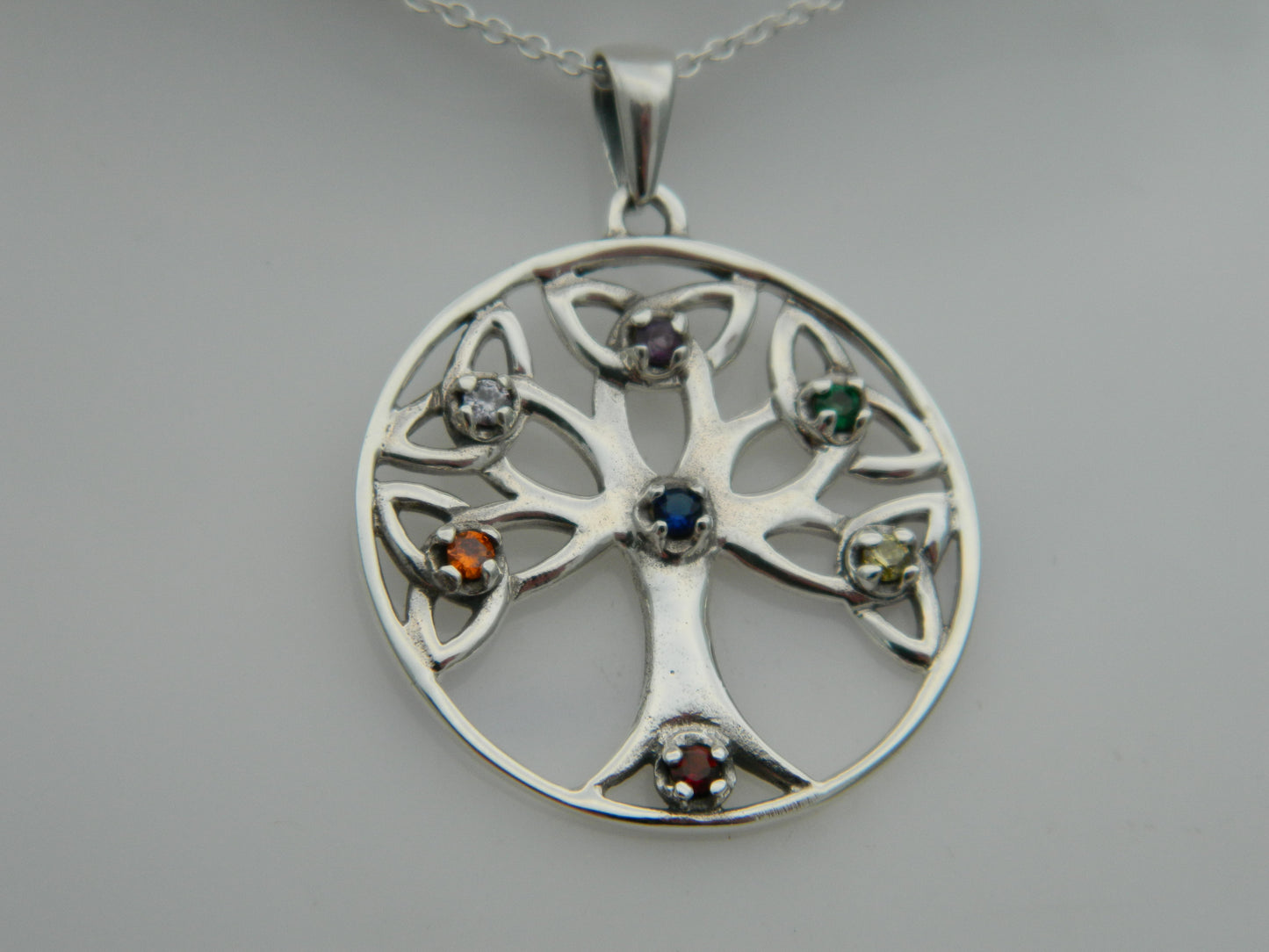 Sterling Silver Chakra Tree Pendant & Chain