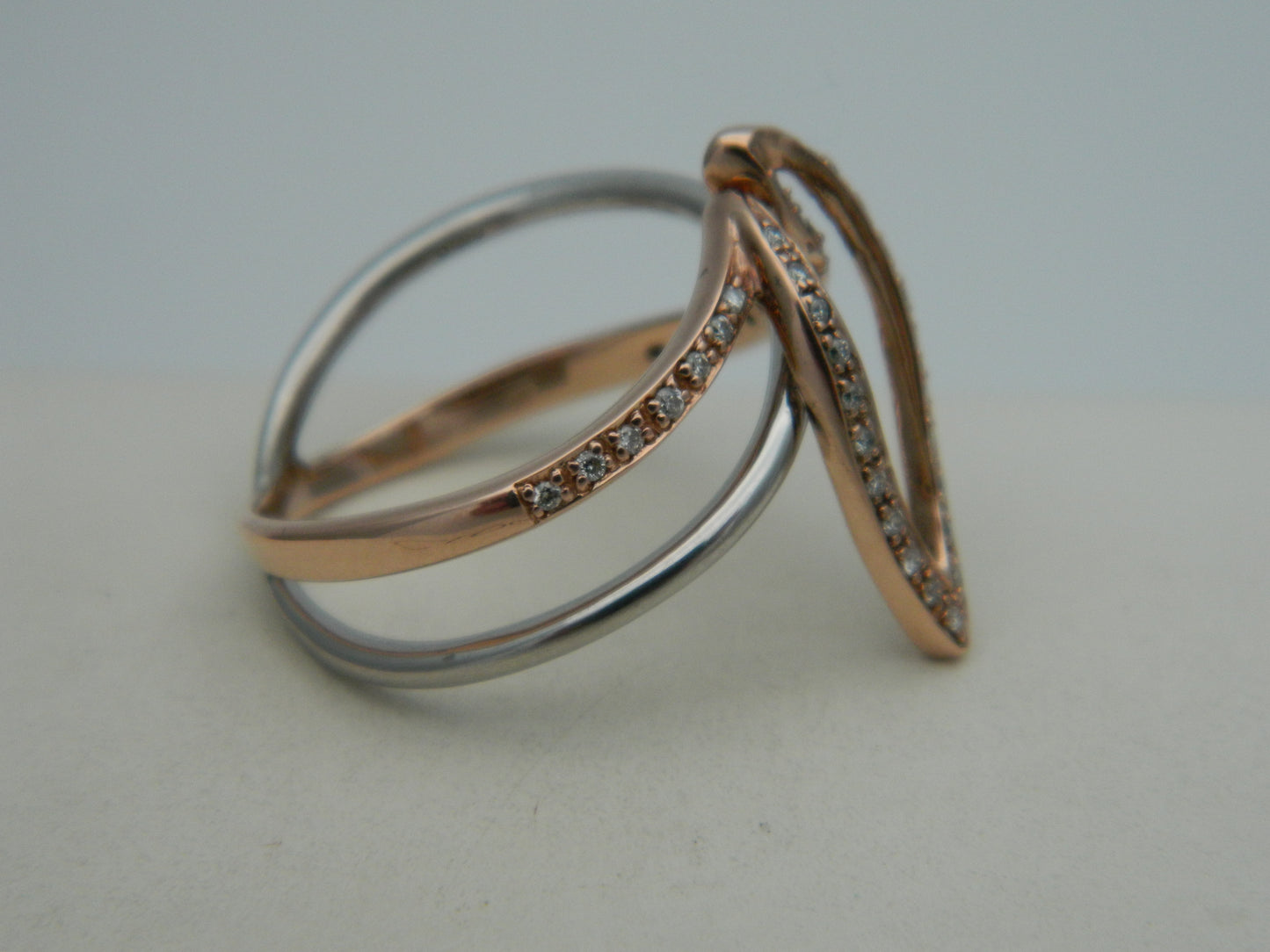 Clogau Sterling Silver & 9ct Rose Gold Second Sight Diamond Ring size M