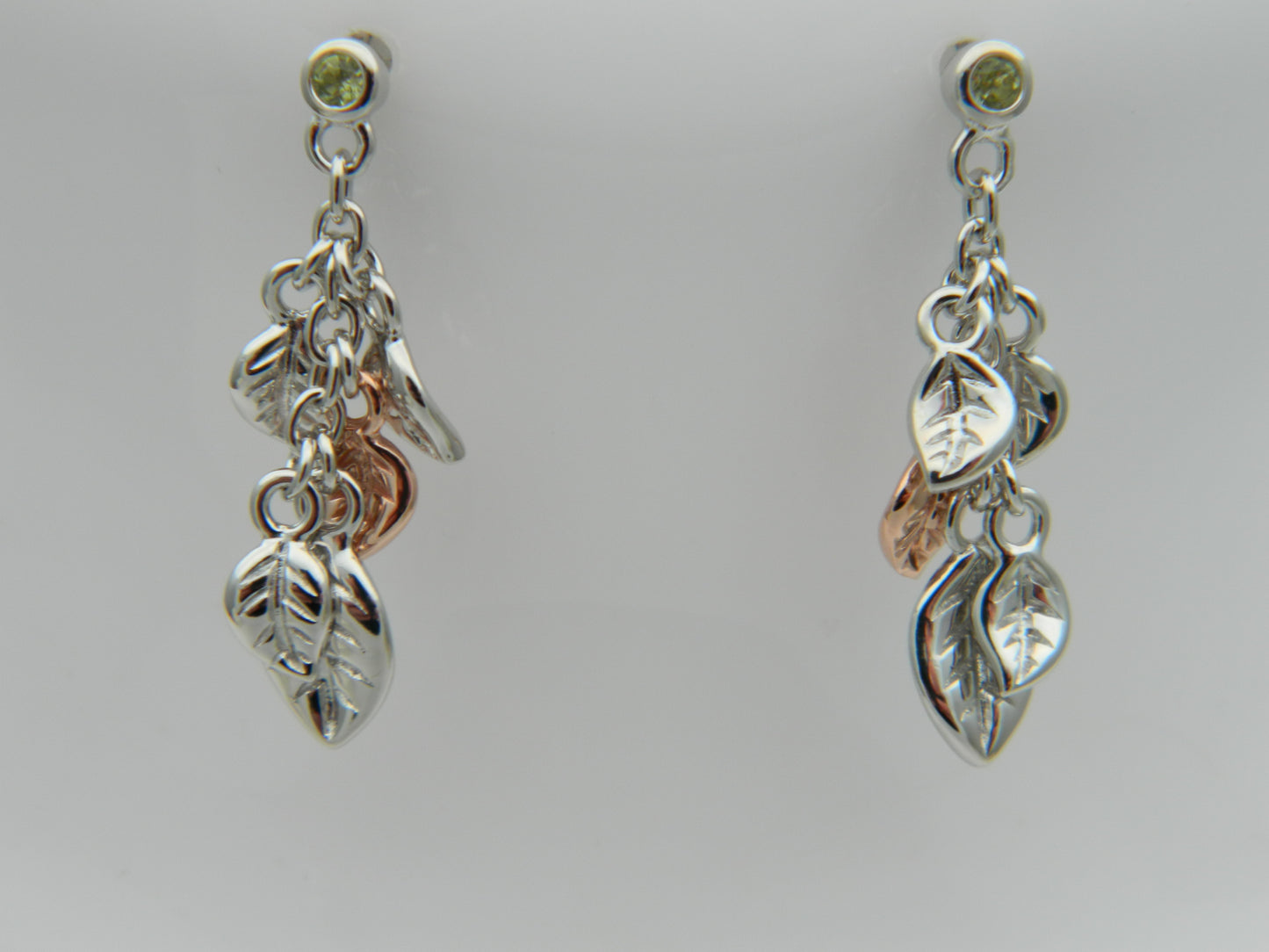 Clogau Sterling Silver & 9ct Rose Gold Awelon Peridot Drop Earrings