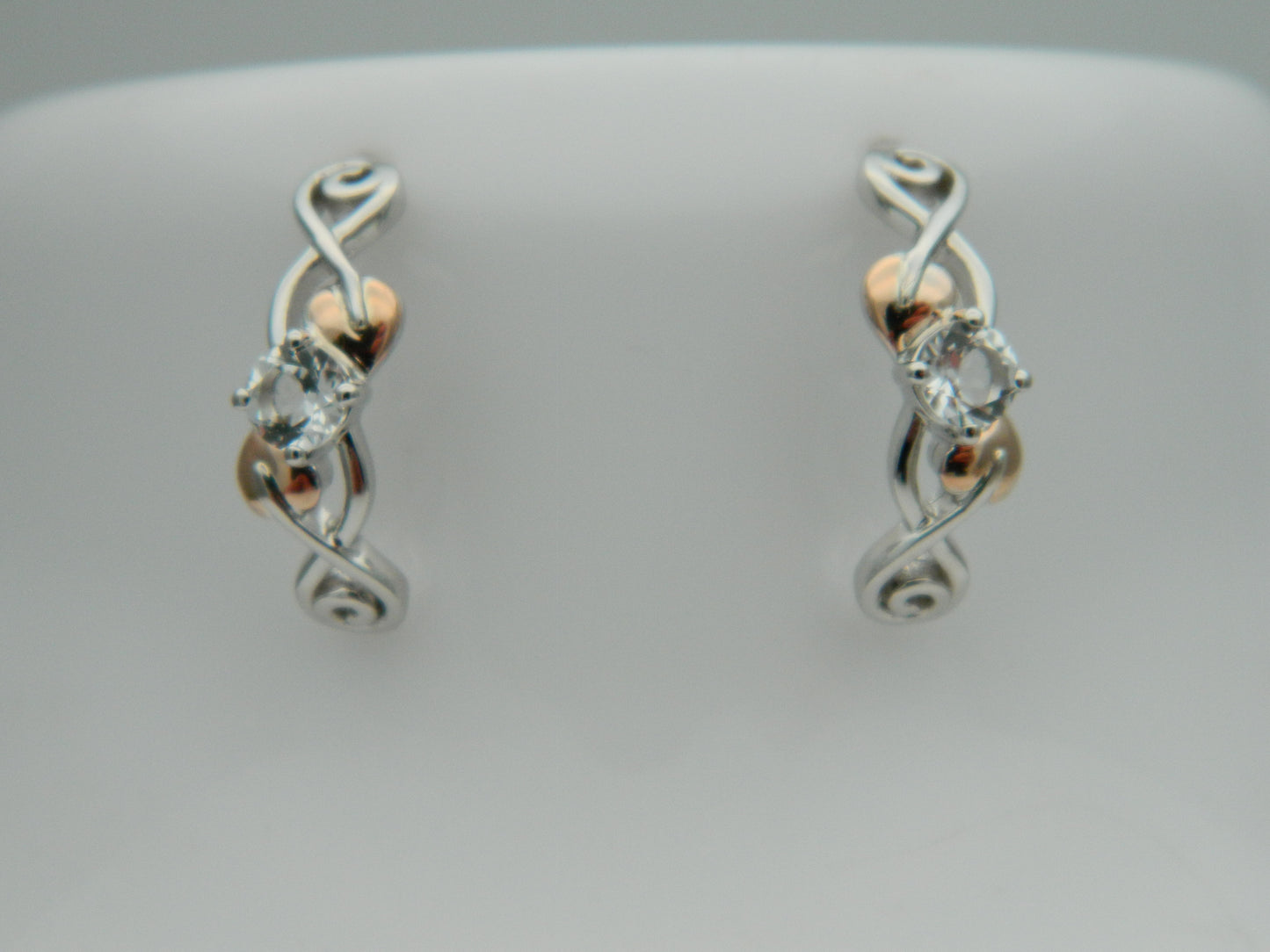 Clogau Sterling Silver & 9ct Rose Gold Tree of Life White Topaz Stud Earrings