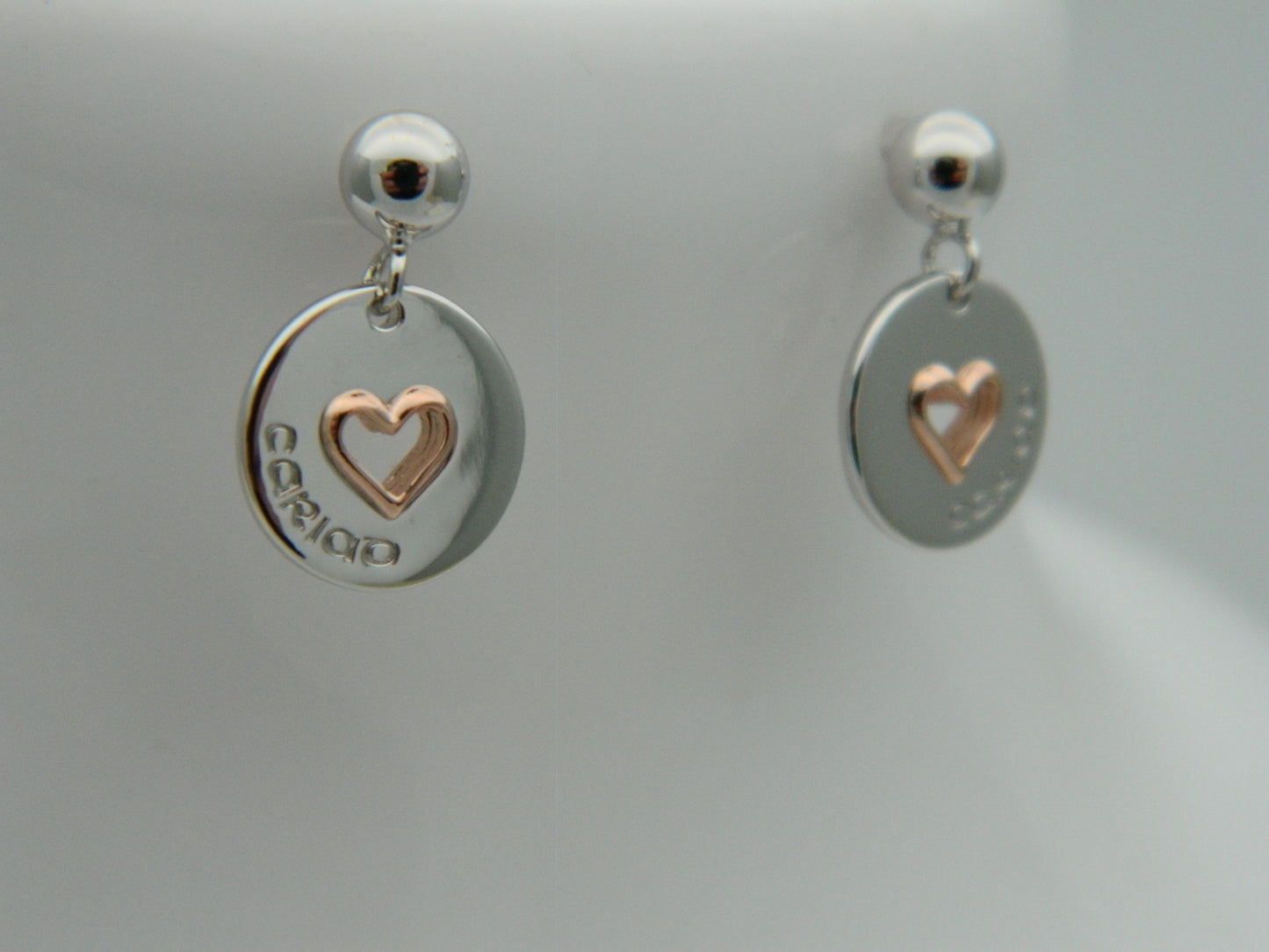 Clogau Sterling Silver & 9ct Rose Gold Take my Heart Cariad Stud Drop Earrings