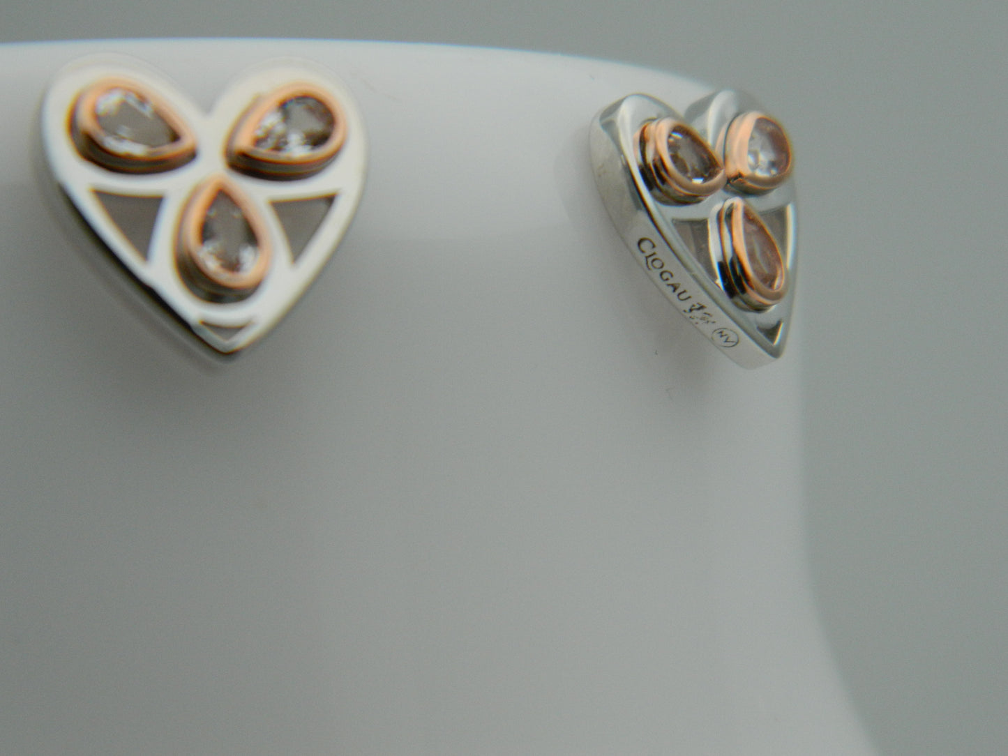 Clogau Sterling Silver & 9ct Rose Gold Heart of Wales Quartz Stud Earrings