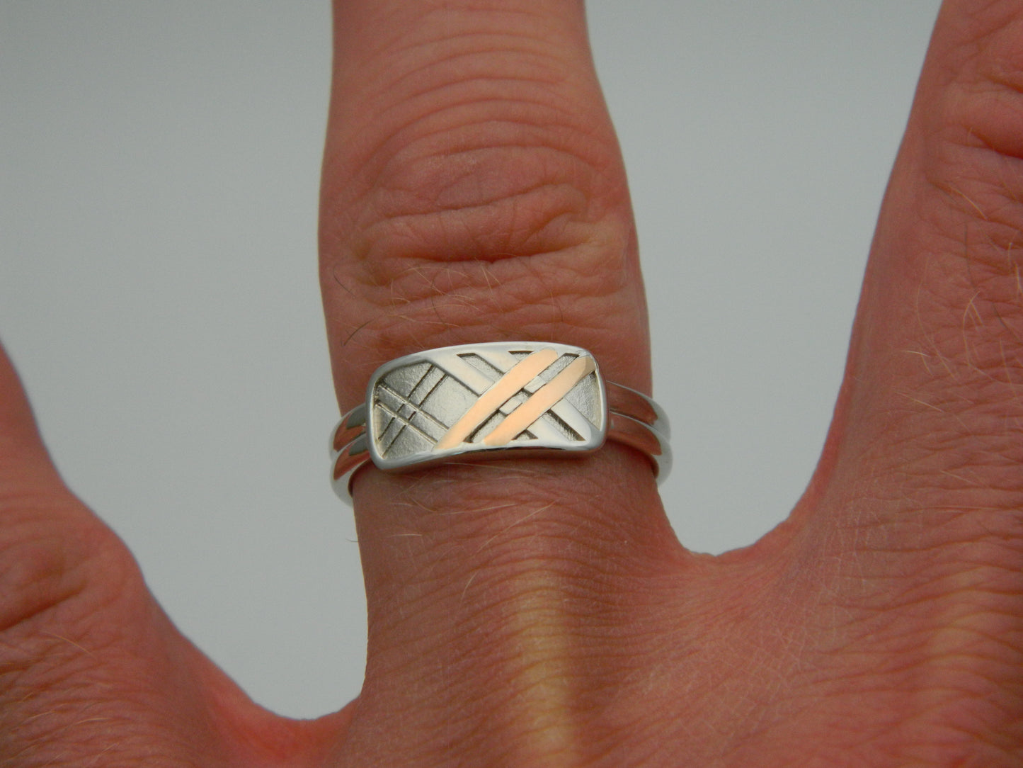 Clogau Sterling Silver & 9ct Rose Gold Welsh Tartan Ring size L, M, N, O, P, Q, R or S