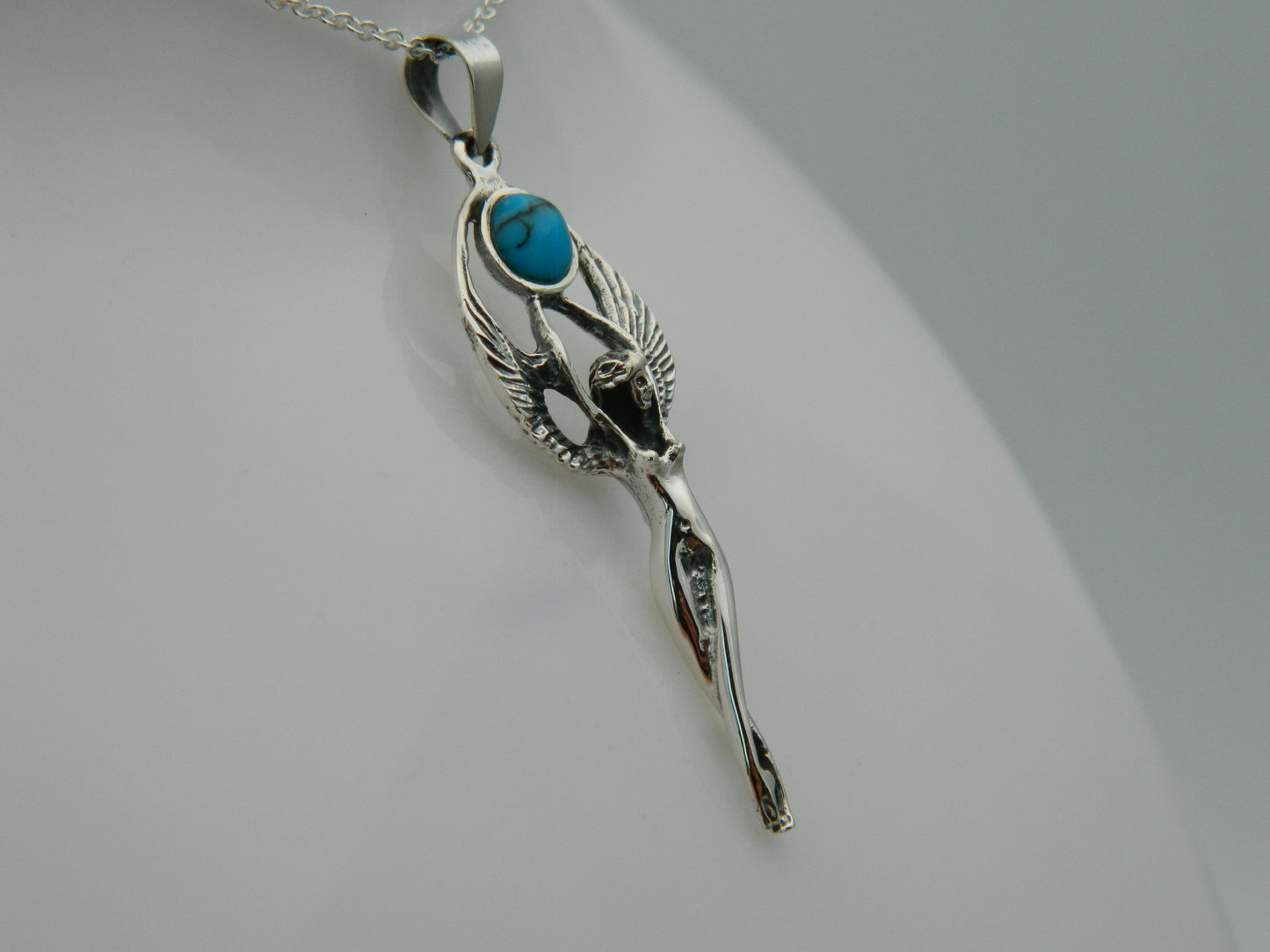 Sterling Silver Turquoise Goddess Pendant & Chain