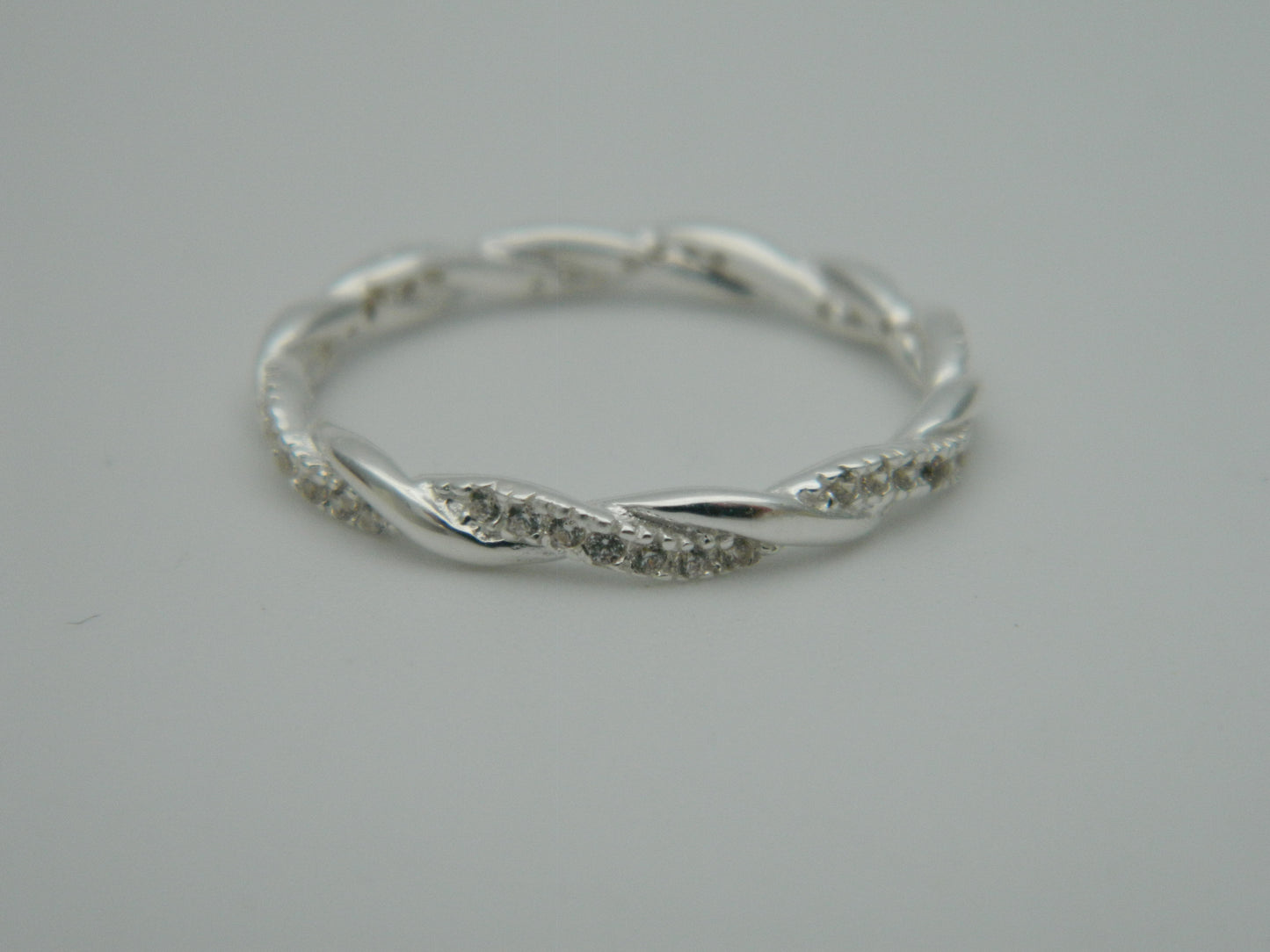 Sterling Silver Crystal Twist Ring