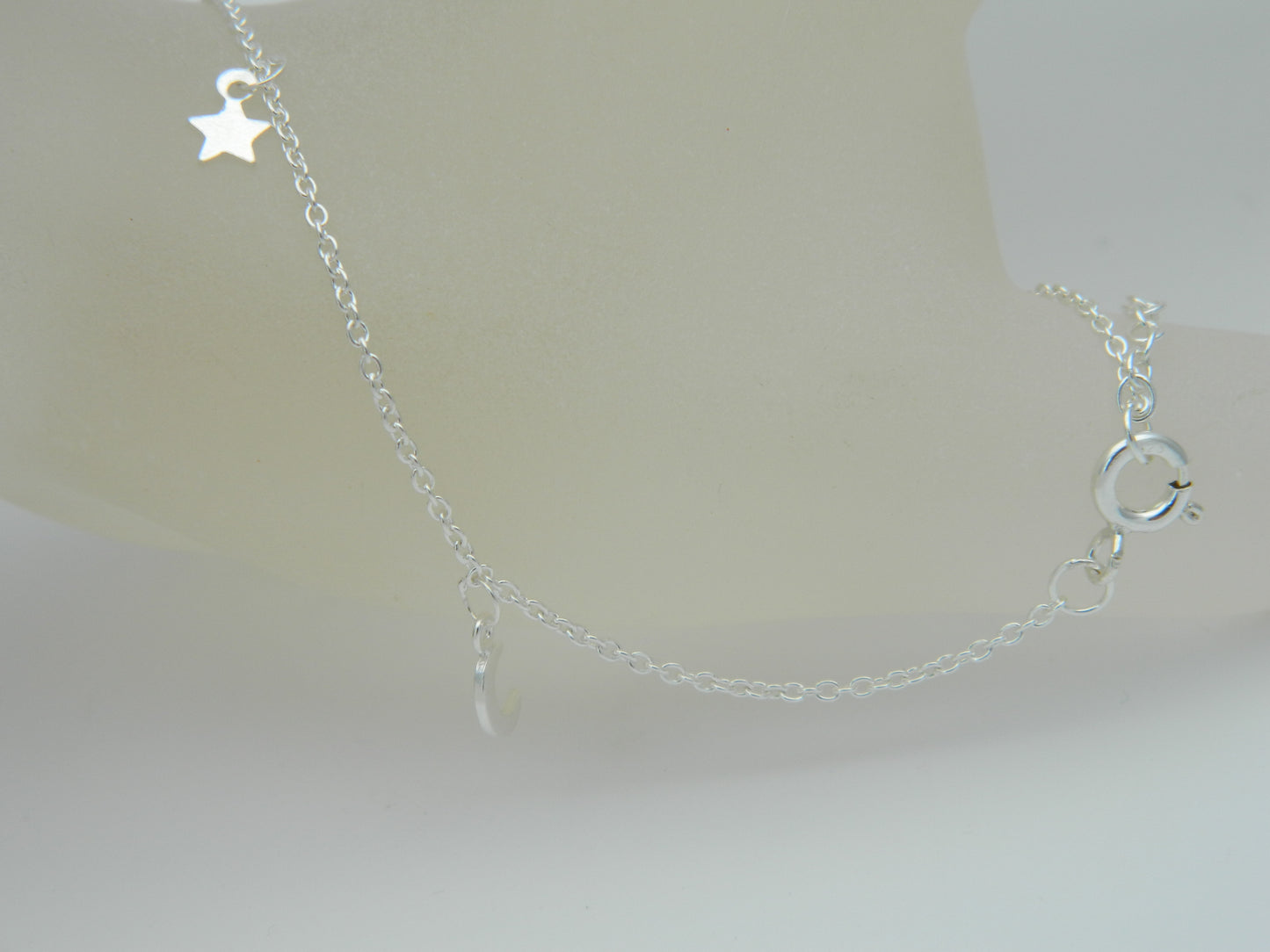 Sterling Silver Moon & Stars Anklet Bracelet