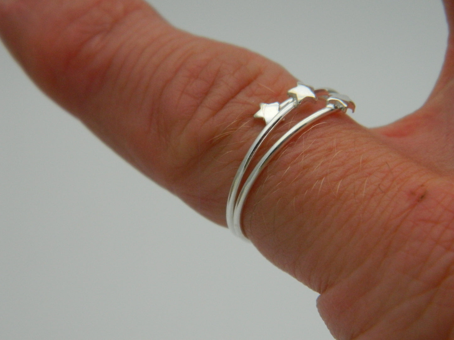 Sterling Silver Triple Star Ring size K 1/2, M 1/2, O or Q 1/2