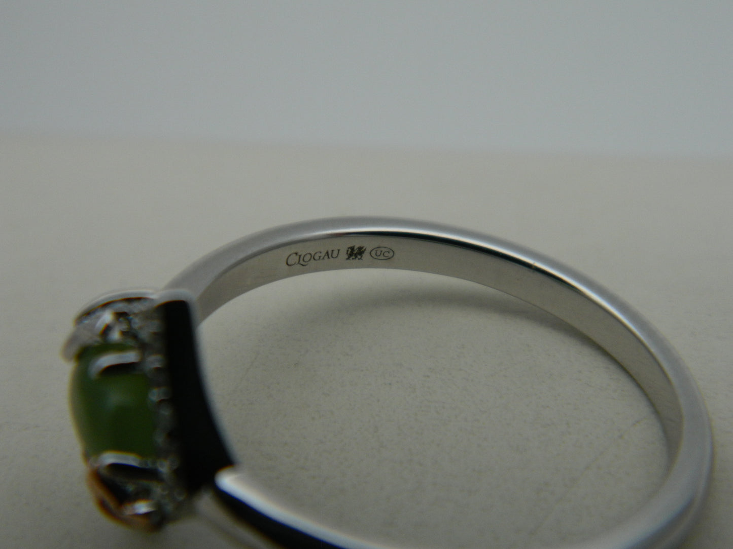 Clogau Sterling Silver & 9ct Rose Gold Ivy Leaf Green Jasper Ring size N, O or P