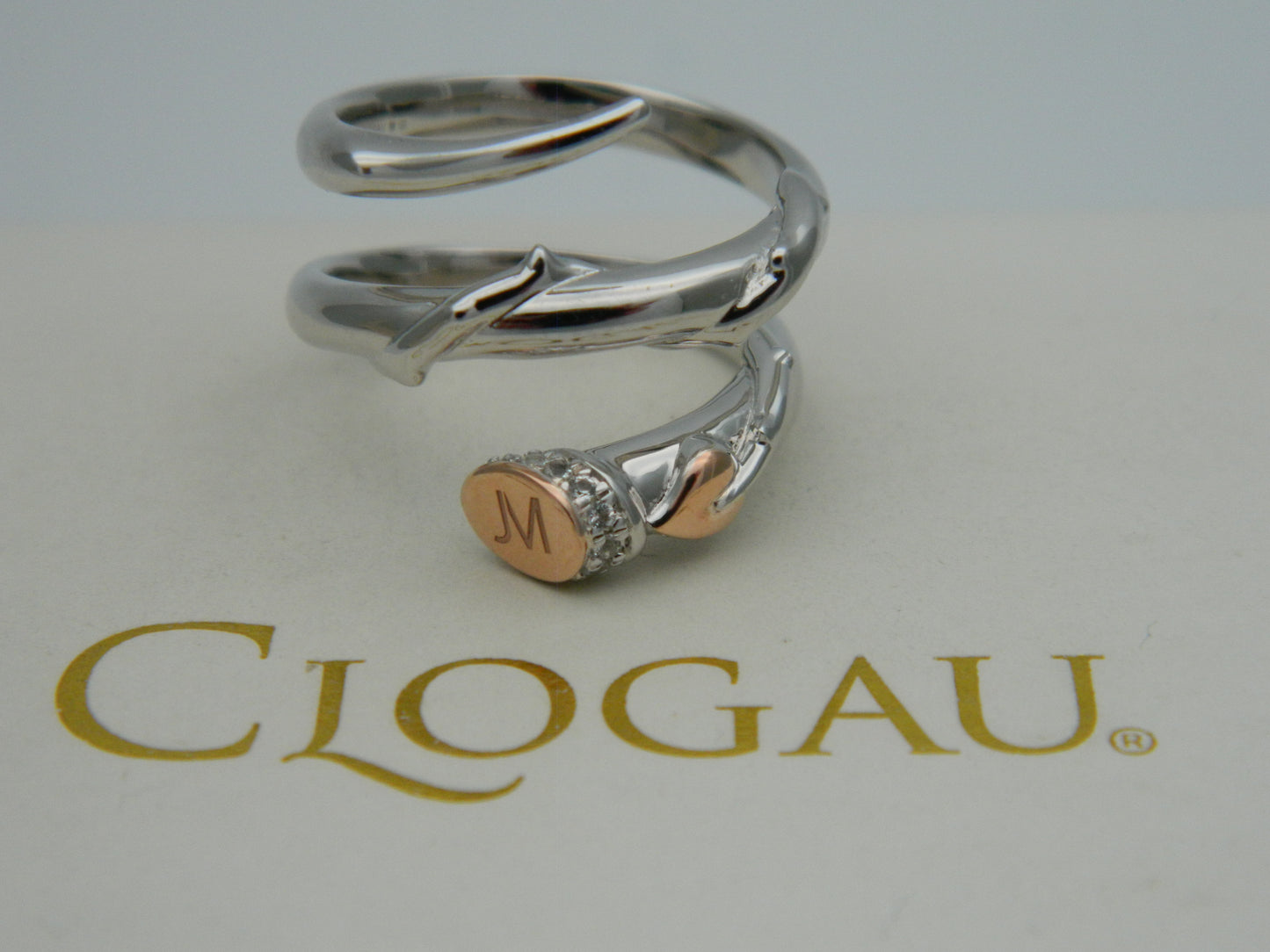 Clogau Sterling Silver & 9ct Rosw Gold Swirl Betrayal Ring RRP £350.00 size O, P or Q