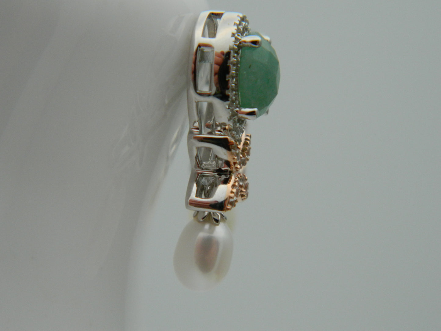 Clogau Sterling Silver & 9ct Rose Gold Superbloom Aventurine & Pearl Earrings RRP £330.00