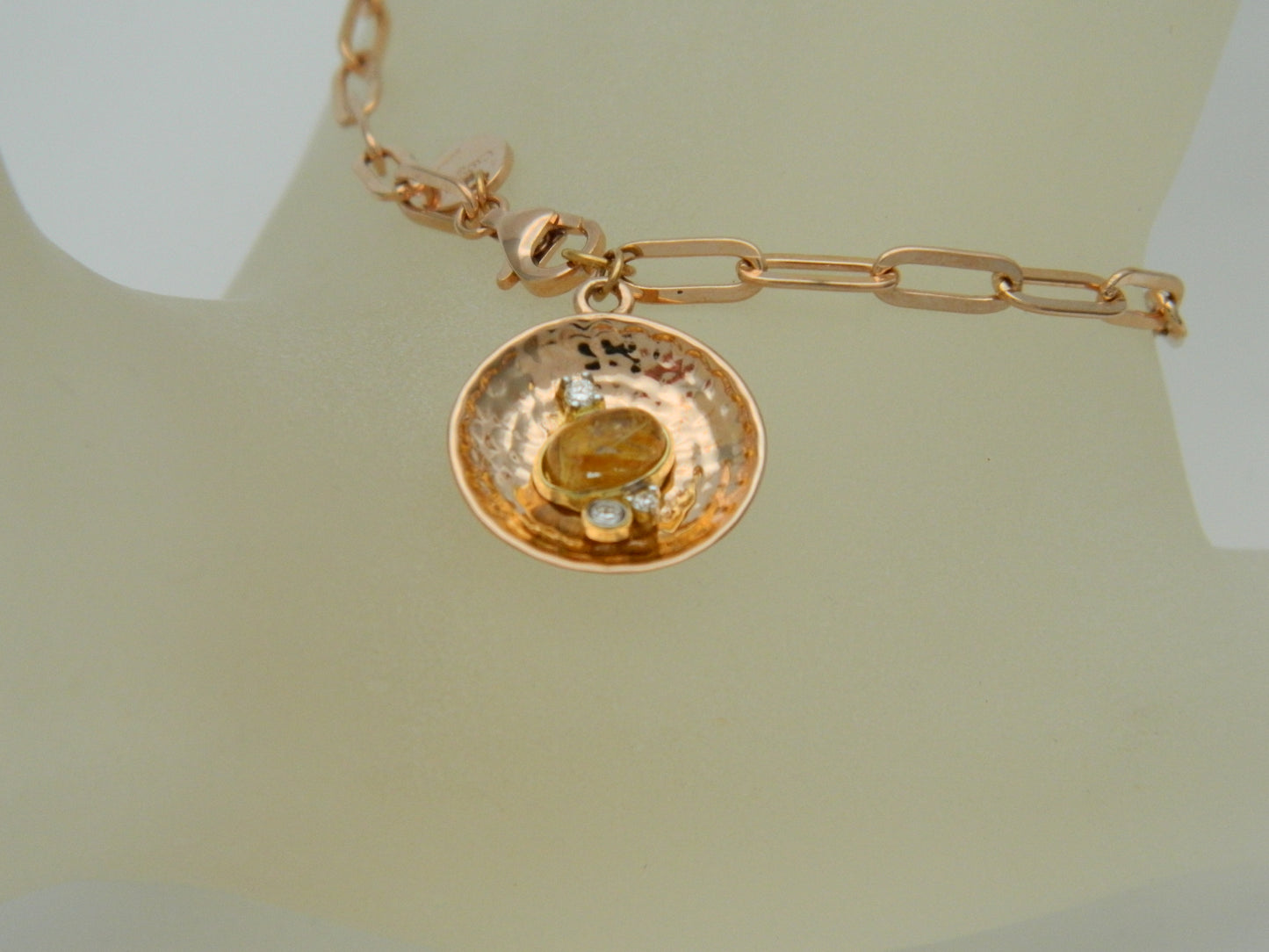 Clogau 18ct Rose Gold Panning for Gold Rutilated Quartz & Diamond Bracelet RRP £1,290.00