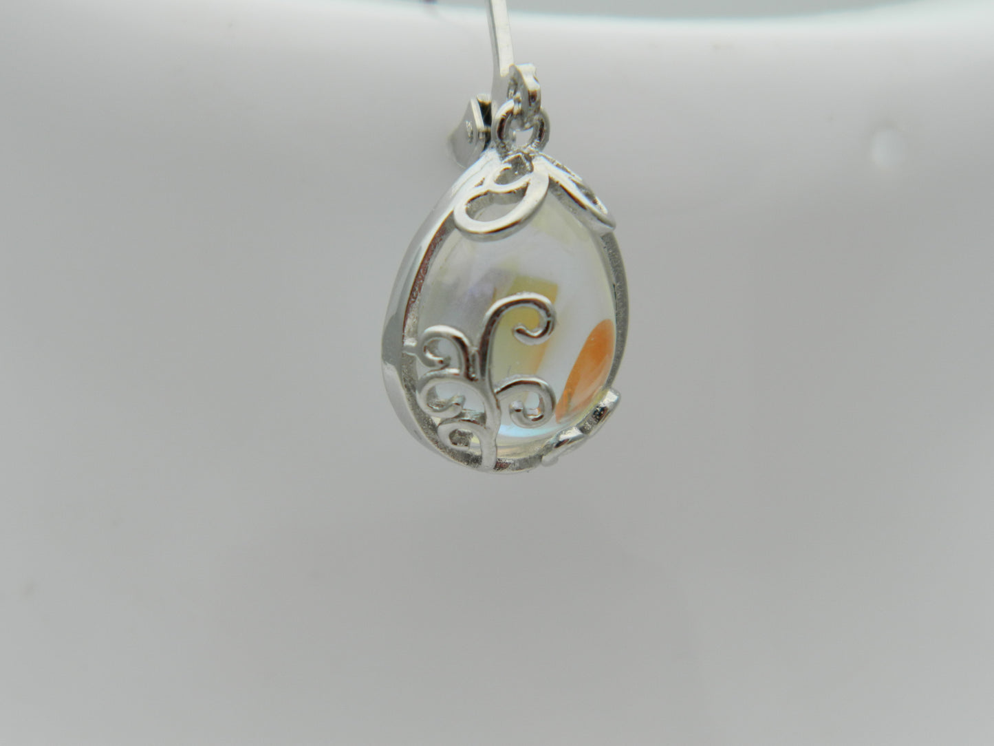 Sterling Silver Flower Moonstone Teardrop Drop Earrings