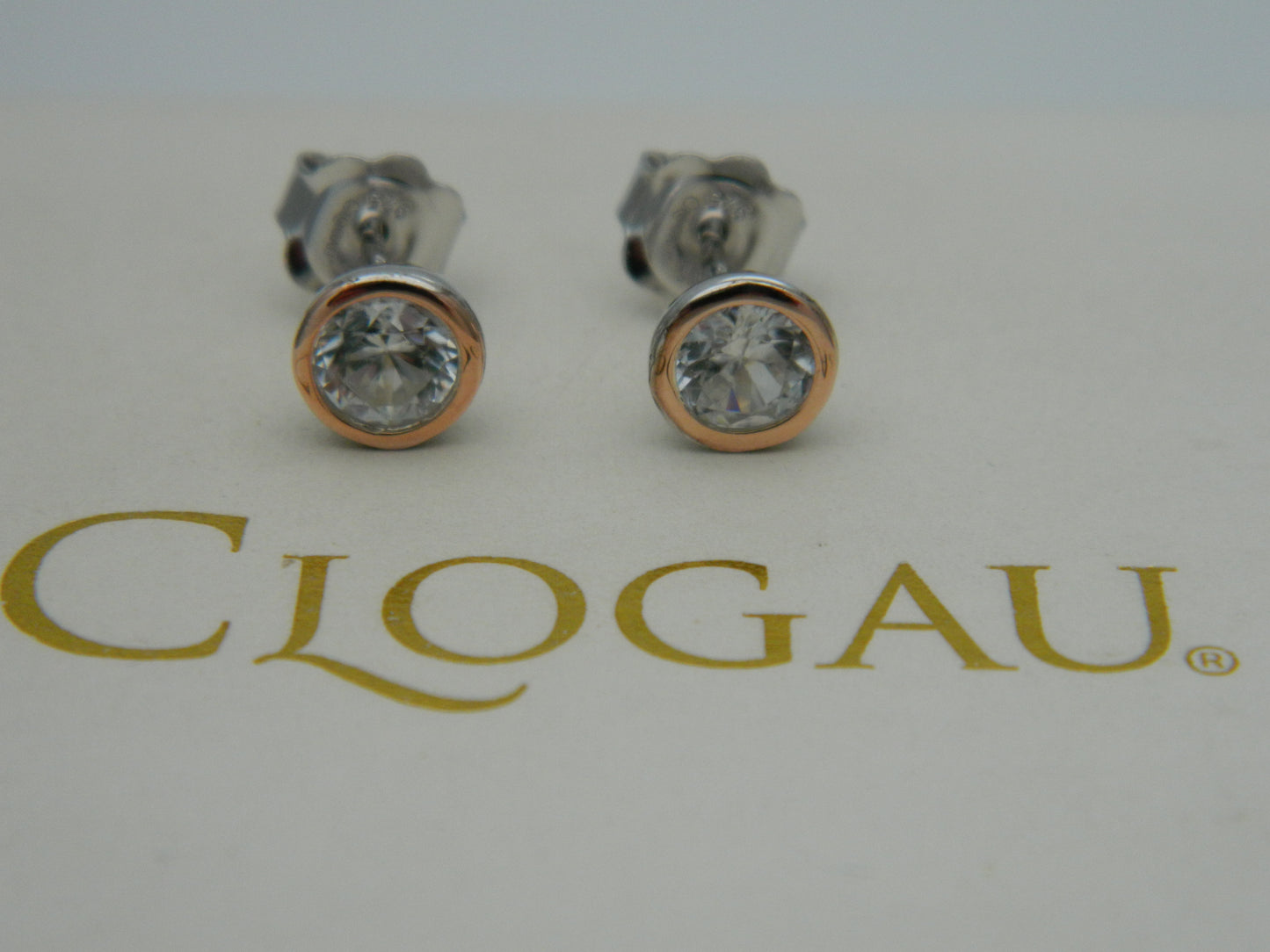 Clogau Sterling Silver & 9ct Rose Gold Zircon April Birthstone Stud Earrings