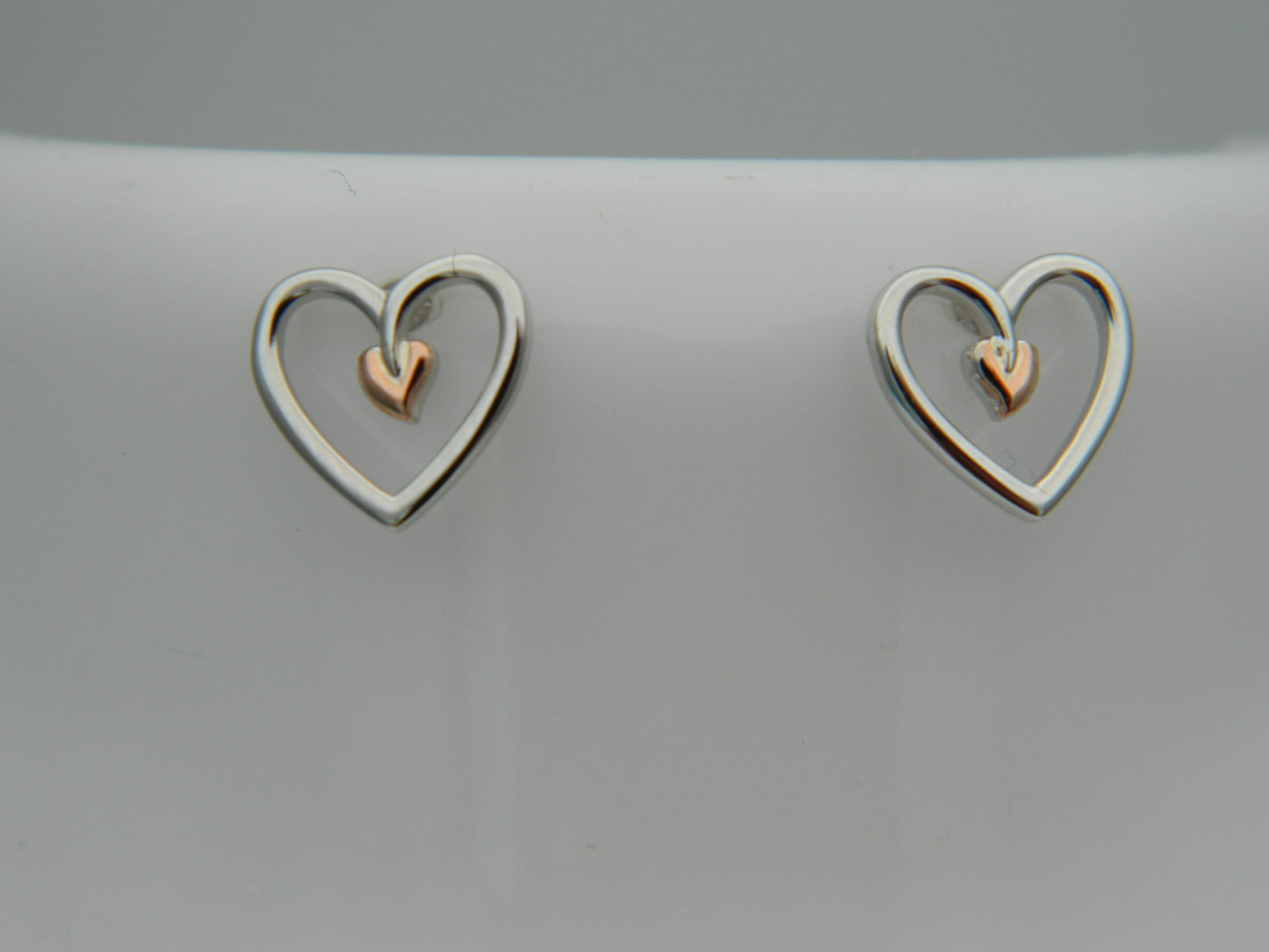 Clogau Sterling Silver & 9ct Rose Gold Tree of Life Heart Stud Earrings
