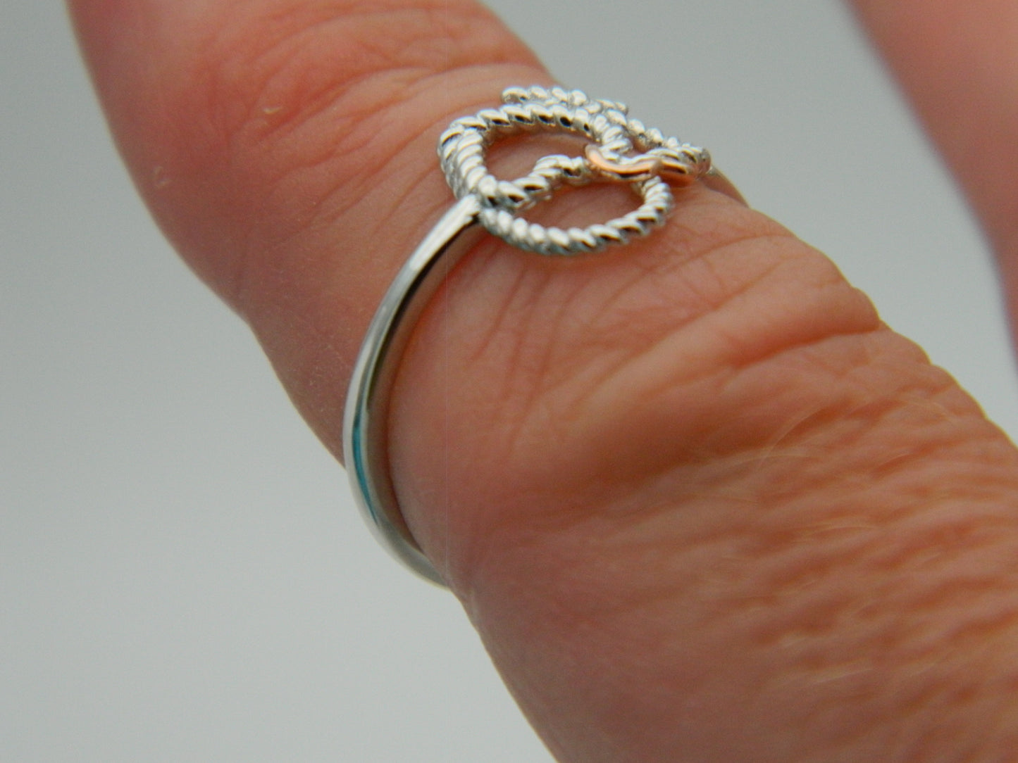 Clogau Sterling Silver & 9ct Rose Gold Bound Forever Heart Ring size L