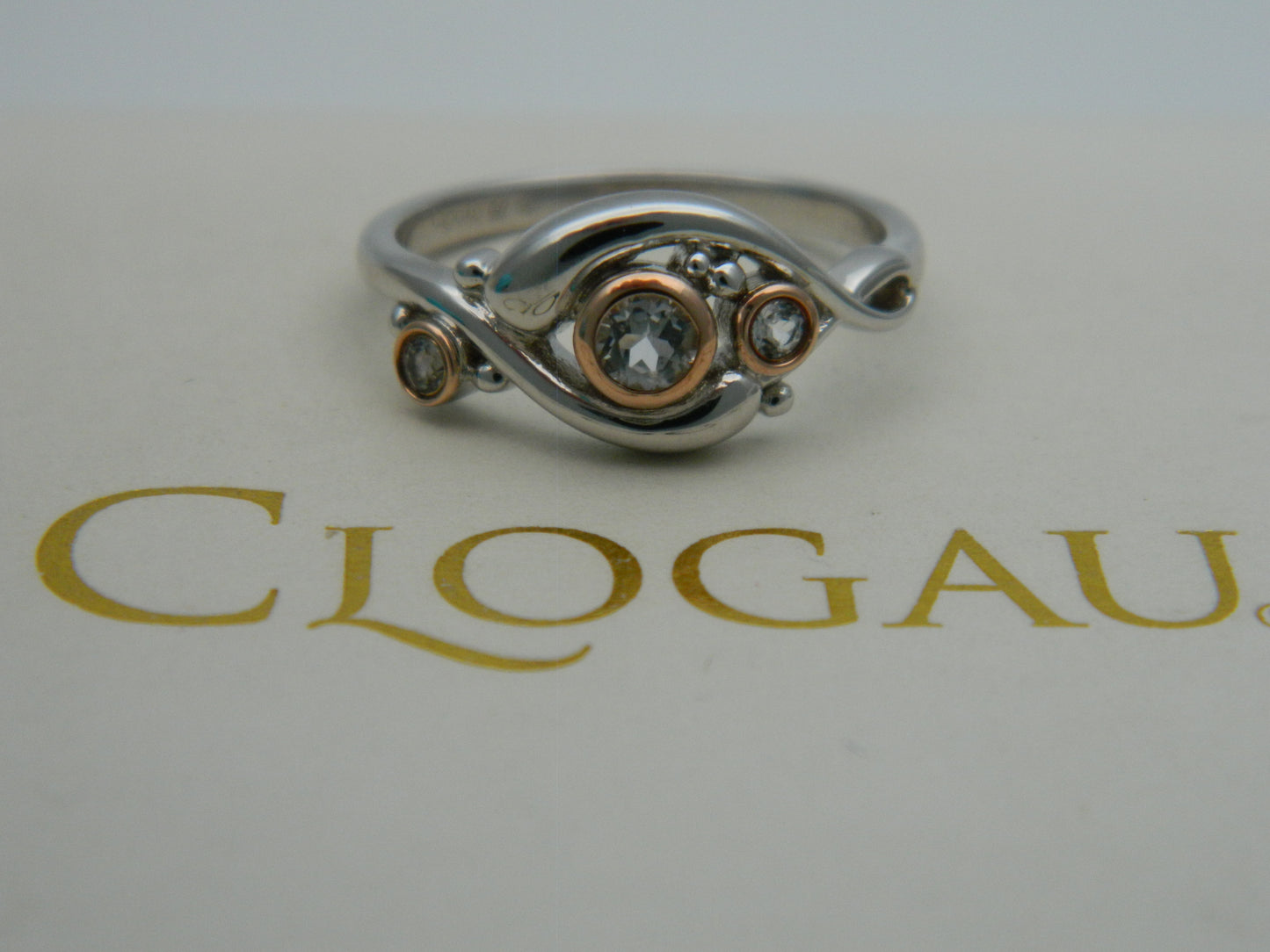 Clogau Sterling Silver & 9ct Rose Gold Pistyll Rhaeadr Topaz Ring RRP £149.00 size N