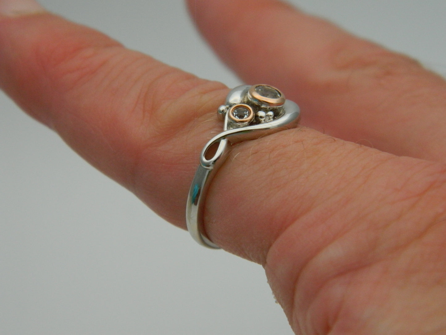 Clogau Sterling Silver & 9ct Rose Gold Pistyll Rhaeadr Topaz Ring RRP £149.00 size N