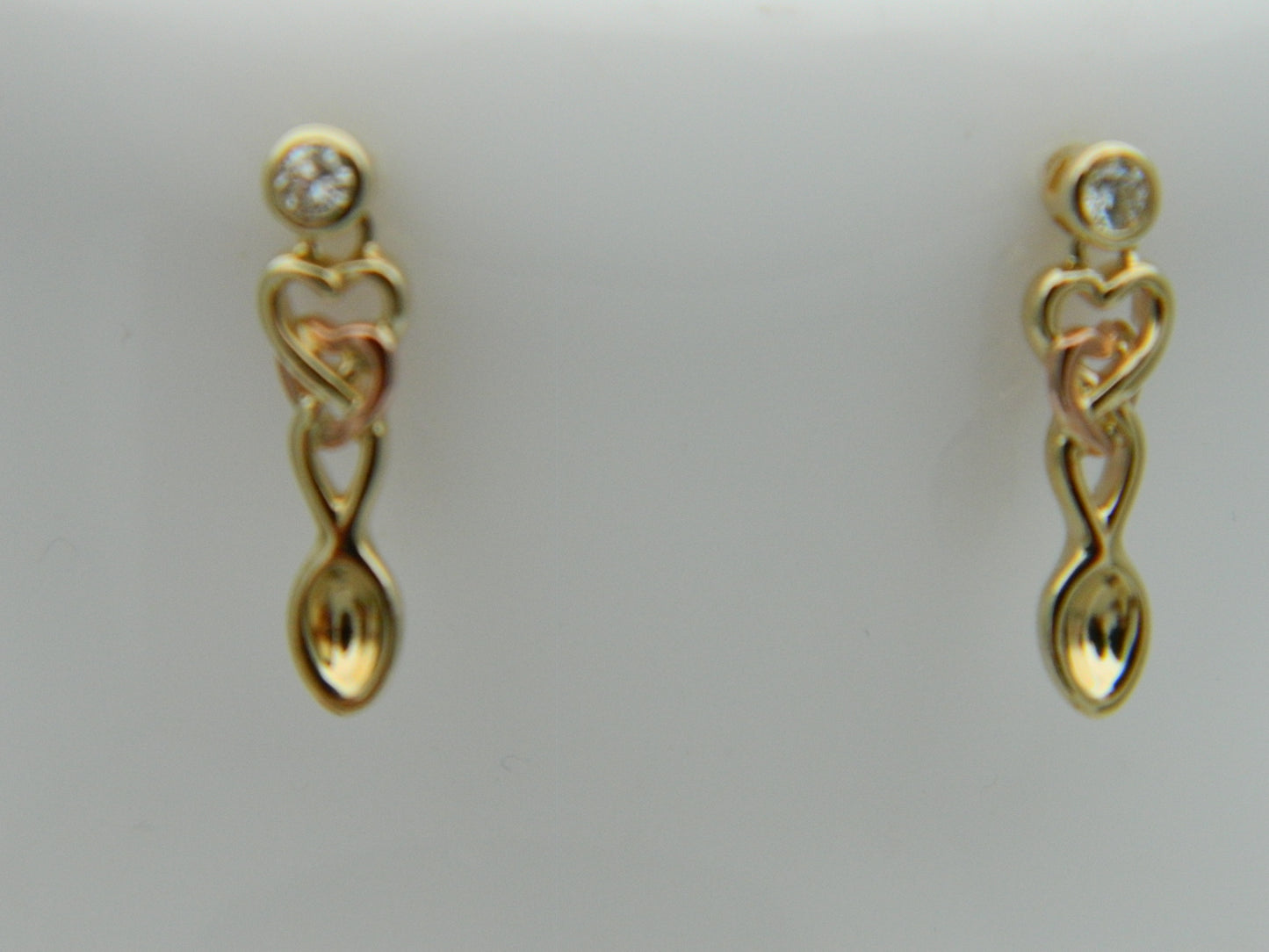Clogau 9ct Yellow & Rose Gold Lovespoons Diamond Drop Earrings RRP £410.00
