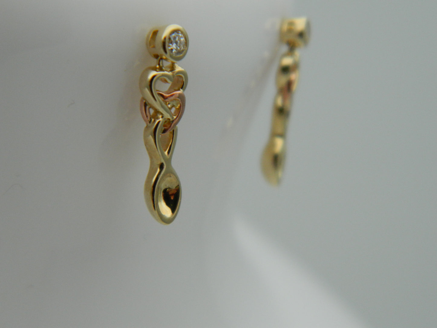 Clogau 9ct Yellow & Rose Gold Lovespoons Diamond Drop Earrings RRP £410.00