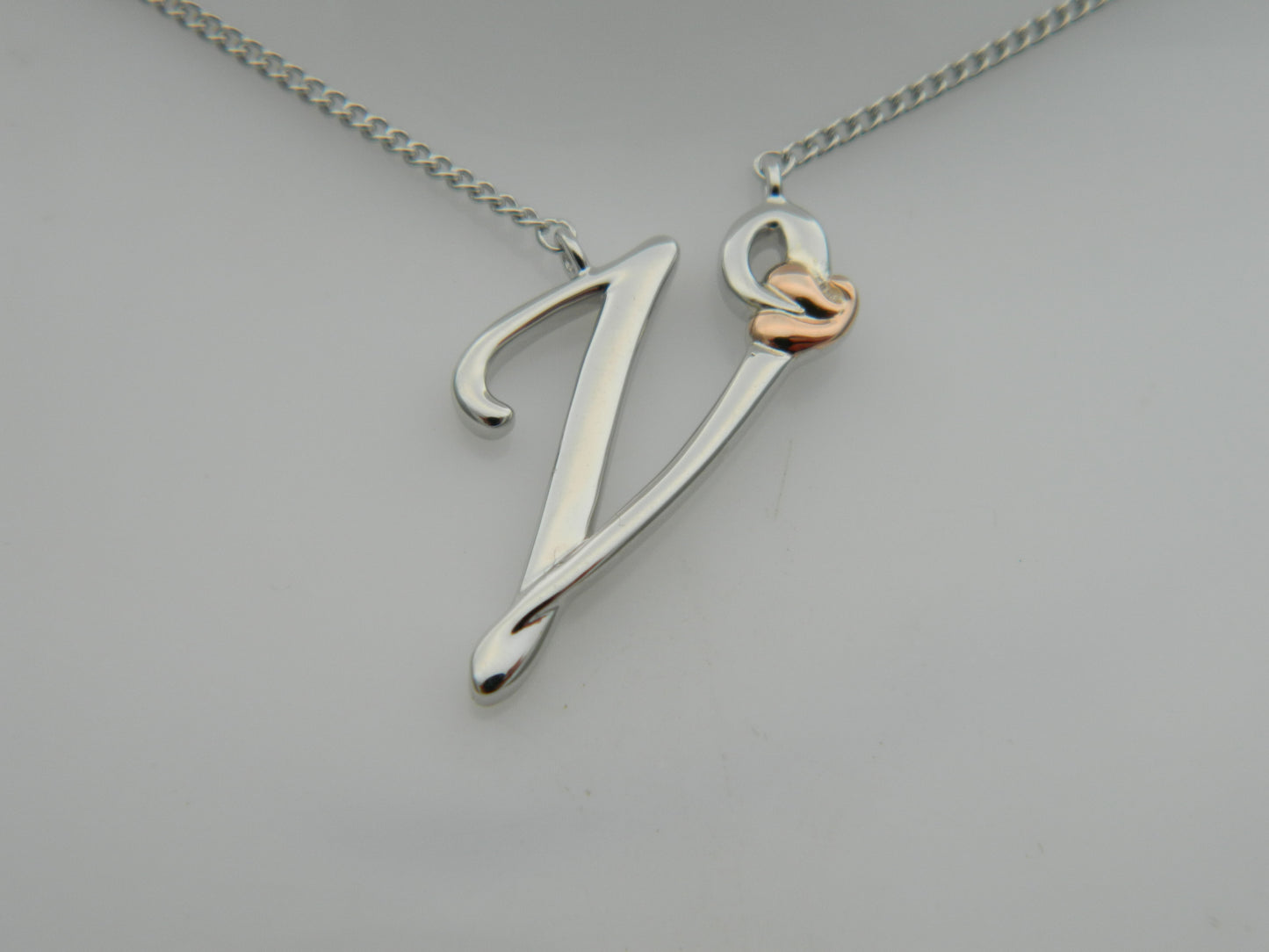 Clogau Sterling Silver & 9ct Rose Gold Tree of Life Letter V Necklace RRP £179.00