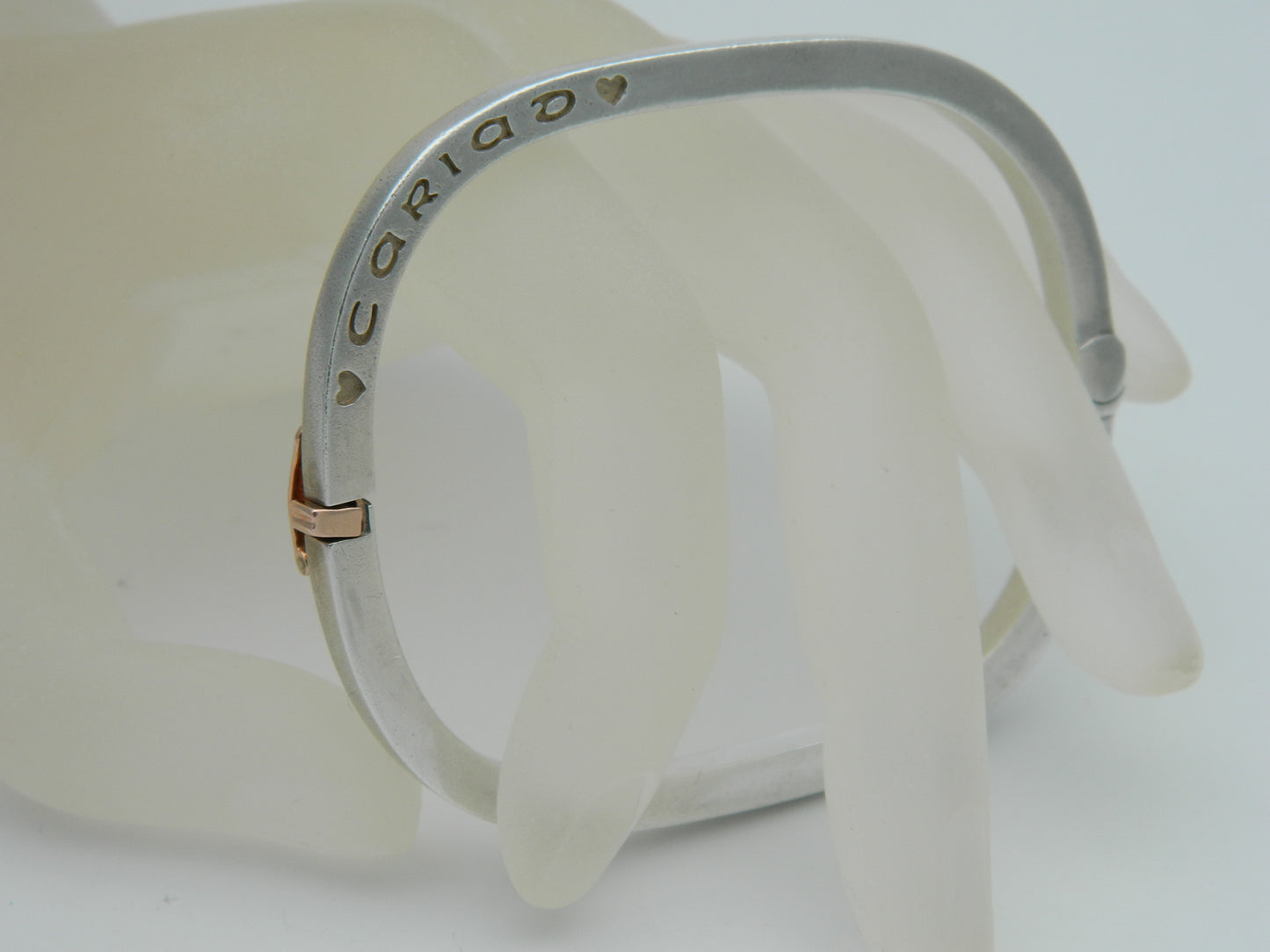Clogau Sterling Silver & 9ct Rose Gold Large Square Cariad Bangle (used)